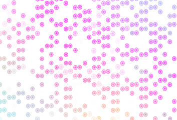 Light Pink vector template with ice snowflakes.