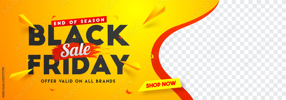 Wall mural black friday sale website banner design with space for your product image.
