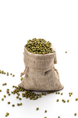 Green beans on a white background