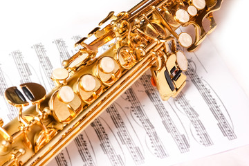 soprano saxophone on white background