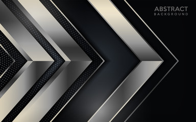 Obraz premium Glowing silver modern dark background with circular dots element.