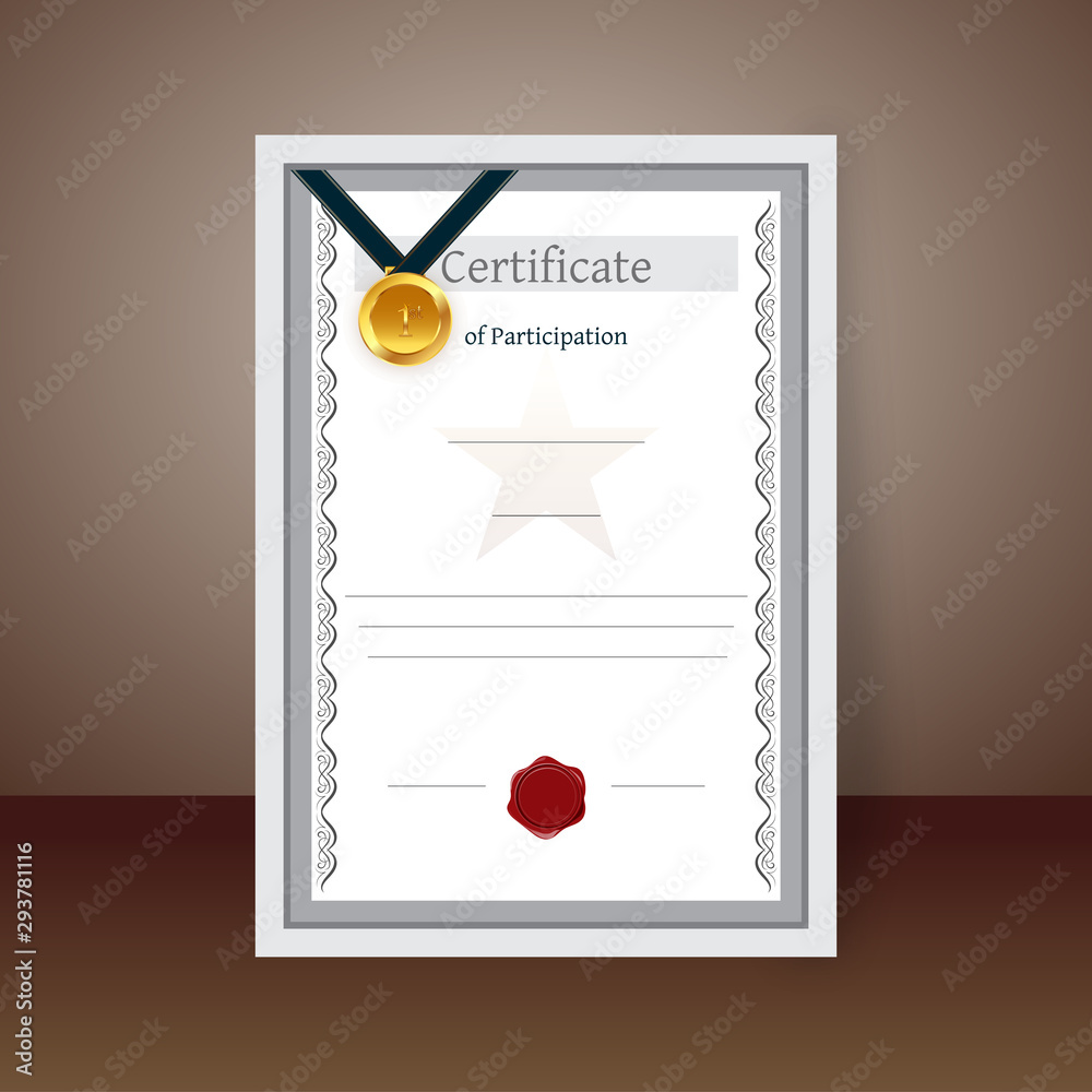 Canvas Prints Blank Participation Certificate or Diploma template design.