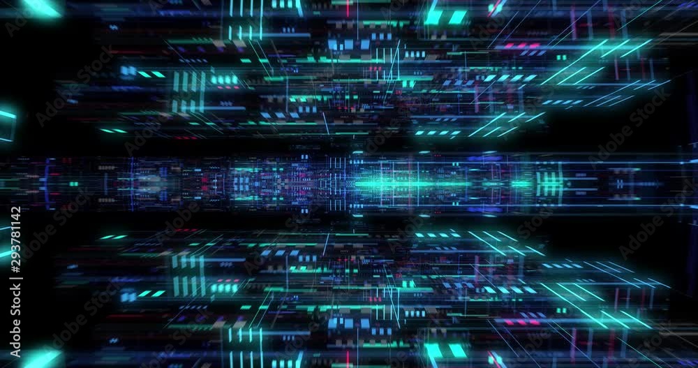Poster big data visualization with digital grid motion. analysis of information, cloud computing, internet 