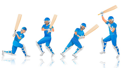 Cricket batsman character in different pose.