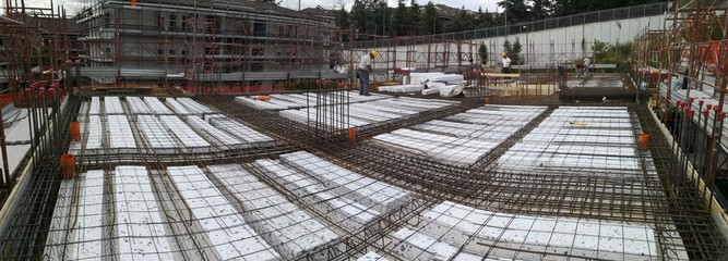 building site, reinforcement for concrete ready for concrete casting