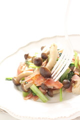 Chinese food, Shimeji mushroom and bacon stir fried