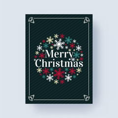 Merry Christmas greeting card design for festival celebration.