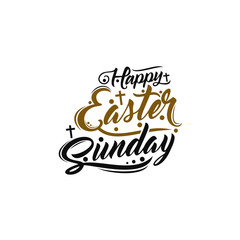 Vector Happy Easter calligraphy on white background. Religious holiday hand lettering for greeting card, poster, flyer etc.