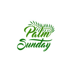 A Christian Palm Sunday religious holiday with palm branches and leaves illustration.