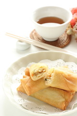 Chinese food, spring roll deep fried dumpling