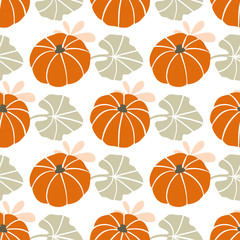 Autumn pumpkins seamless vector pattern. - 293782731