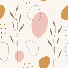 Graceful leaf branches in autumn shades seamless vector pattern. - 293782746