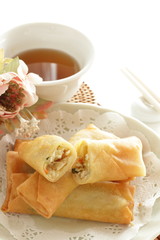 Chinese food, spring roll deep fried dumpling