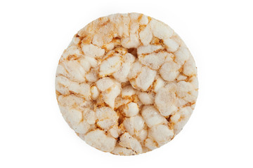 Round crispy rice crackers (cakes) isolated on white background
