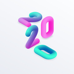 2020 New Year colorful trendy illustration. Poster card modern design