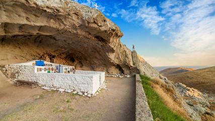 The roofless church of Panagia Kakaviotissa in Lemnos island, Greece