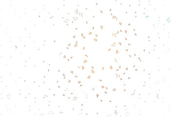Light Orange vector background with music symbols.