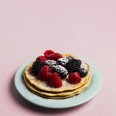 Waffles and wild berries breakfast