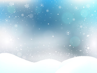 Naklejka premium Christmas winter night background. Beautiful snowflakes. Blurred background.