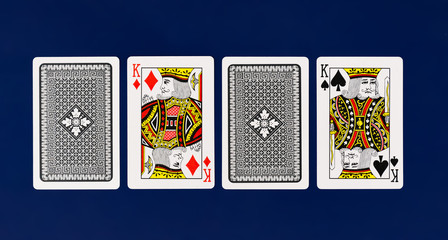 King Playing Cards full deck on plain background for casino poker mockup top view
