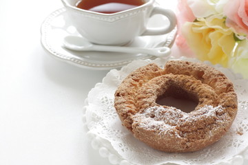 Old fashion Doughnut and English tea for breakfast