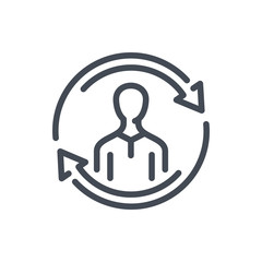 Update profile line icon. Refresh account settings vector outline sign.