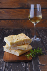 Italian focaccia with rosemary and wine