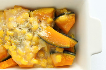 Cream sweet corn and pumpkin gratin