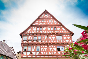 Red half timbered house in  Eppingen, Germany