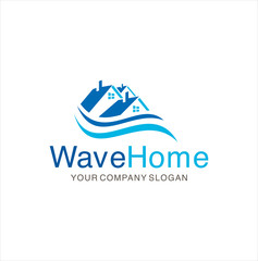 Wave Real Estate Logo Design Vector Stock. wave house logo home icon vector