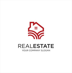 Real Estate Logo Line Design Vector Stock . Monogram House logo Icon. Home Logo Design Illustration