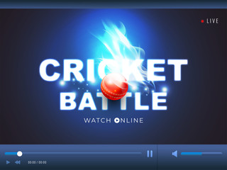 Live streaming video play screen for Cricket Championship event concept.