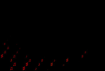 Fototapeta na wymiar Dark Red vector backdrop with music notes.