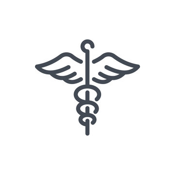 Сaduceus line icon. Medical symbol with wings vector outline sign.