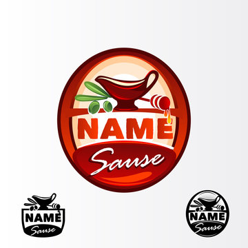 The logo for the sauce. The image of a gravy boat. honey and olive branches