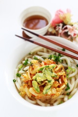 green asparagus Tempura and Udon noodles