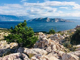 Scenic view of Mediterranean coast, Krk island, Croatia