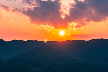 Beautiful sun light in the mountain