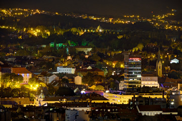 Zagreb city center at night