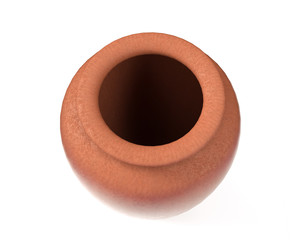 Broken clay vase isolated on white background. 3d render image.