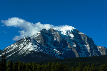 Beautiful blue sky over the Rocky Mountains in Banff, Banff National Park,Alberta,Canada