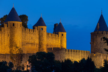 Fototapeta na wymiar Medieval fortress and walled city of Carcassonne - France