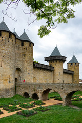 Fototapeta na wymiar Medieval fortress and walled city of Carcassonne - France