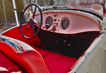 red car interior details