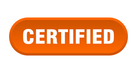 certified button. certified rounded orange sign. certified