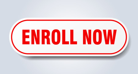 enroll now sign. enroll now rounded red sticker. enroll now