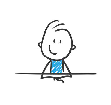 Stickman Blue: Costumer, Human, Waiting. (Nr. 75)