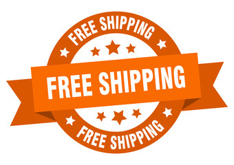 free shipping ribbon. free shipping round orange sign. free shipping