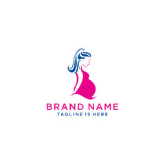 women pregnant logo vector icon template