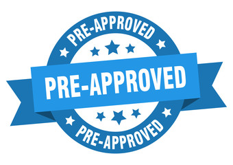 pre-approved ribbon. pre-approved round blue sign. pre-approved